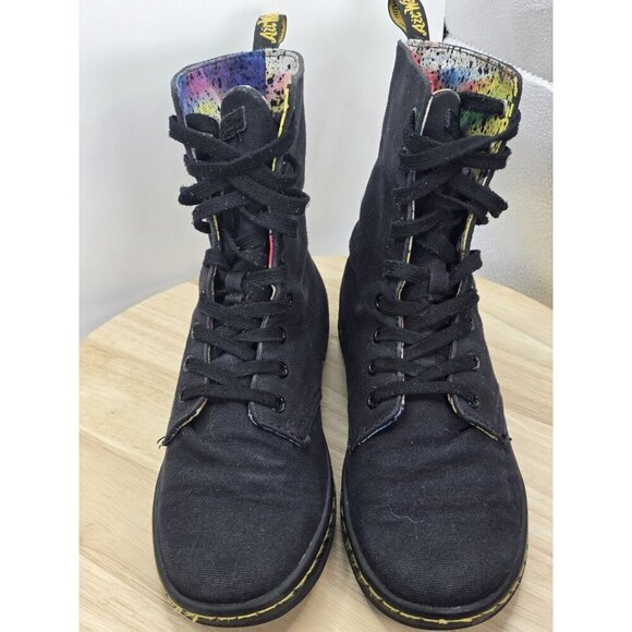 Dr Doc Martens Stratford Canvas Womens Combat Boots Size 8 Canvas black 9-Eye - Picture 4 of 12